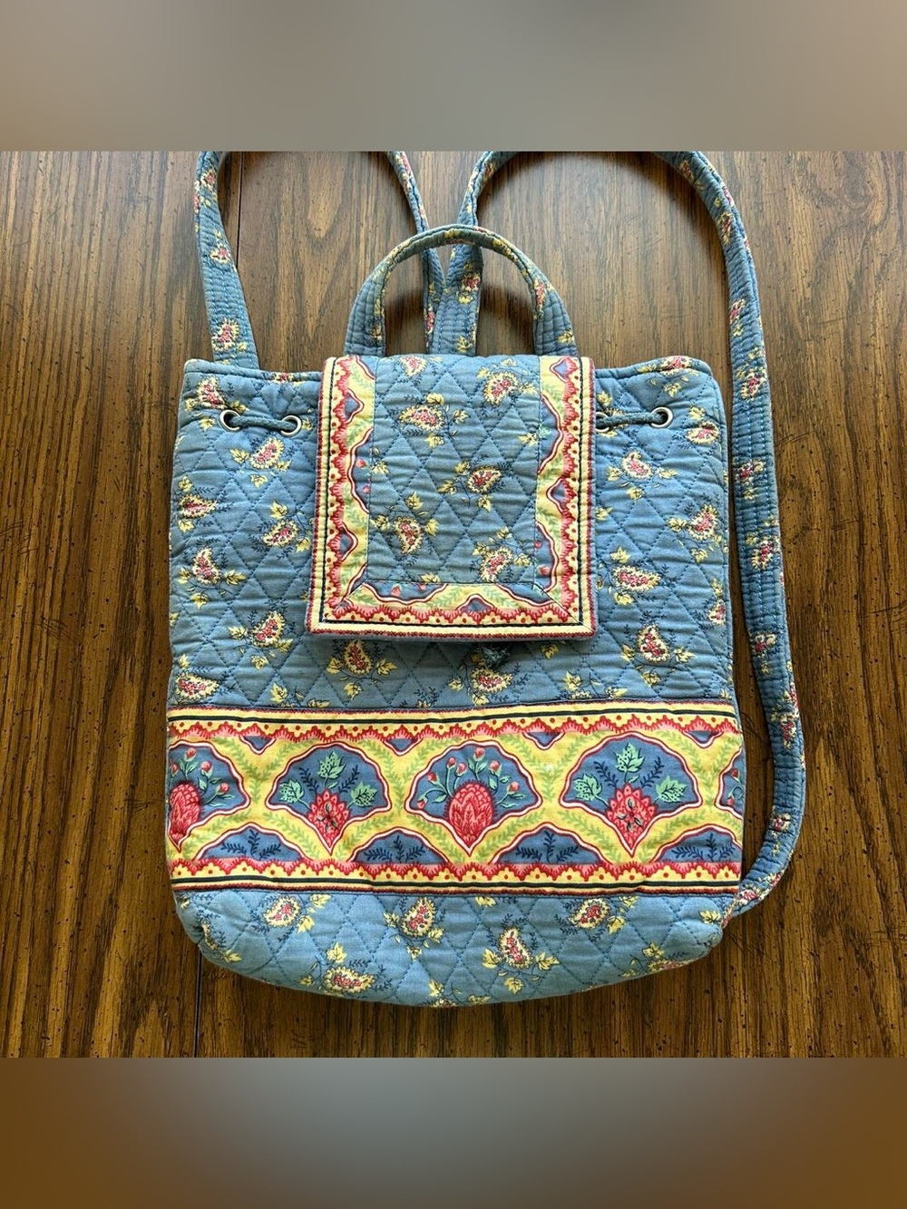 Quilted Blue Floral back pack